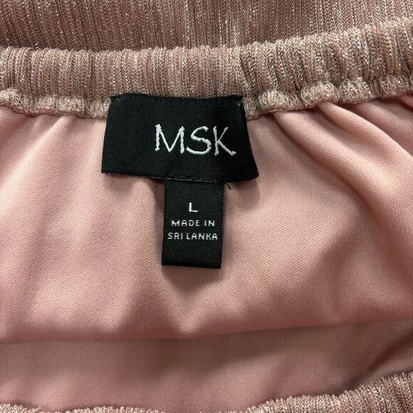 MSK pink metallic ruffle sleeve off shoulder blouse size L - Picture 2 of 7